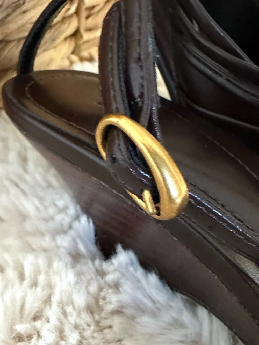 Zara Chocolate Brown Woven Cage Slingback Heels NWOT EU 39 | Strappy Block Heel - Picture 3 of 5
